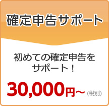 確定申告サポート　初めての確定申告をサポート！　30,000円～(税別)